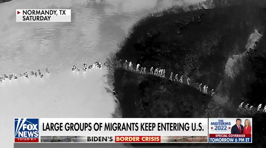 Drone footage shows migrants streaming across Southern Border at Eagle Pass