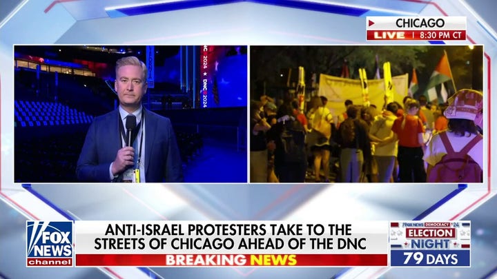 'Genocide Joe,' 'Killer Kamala': Anti-Israel protesters take to the streets ahead of the DNC