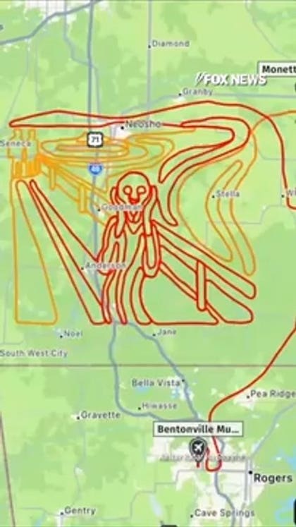 Pilot recreates iconic painting using flight route