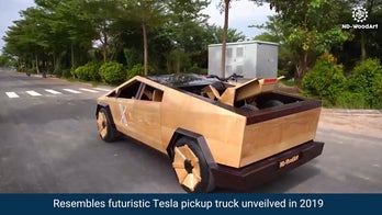 A man created a DIY Tesla CyberTruck out of wood