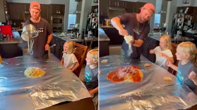 Dad's messy spaghetti night with kids wins hearts in viral family dinner video