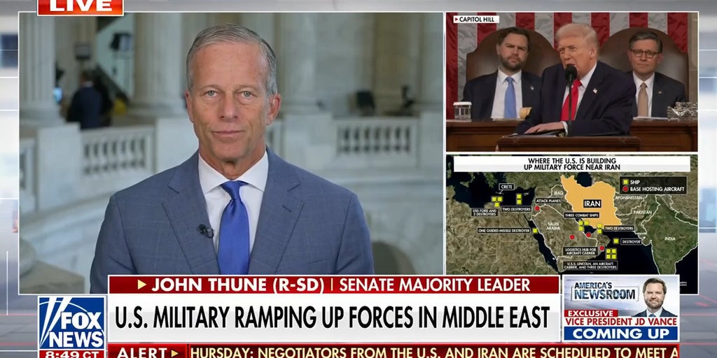 Trump addresses Iran nuclear crisis as Sen. Thune details US military buildup