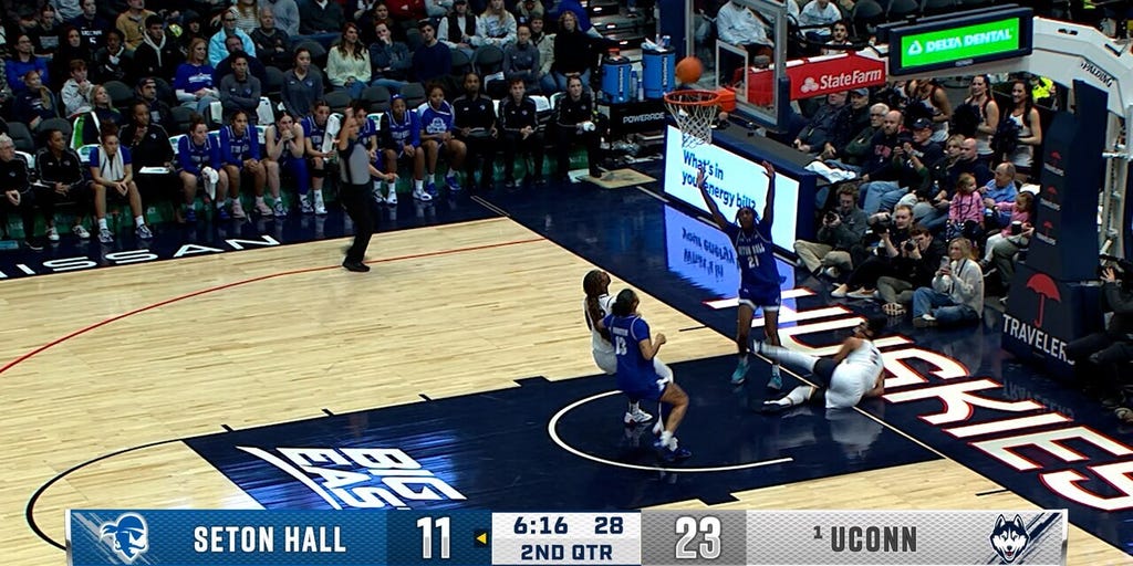 KK Arnold finishes the tough and-1 steal, extending UConn's lead over Seton Hall