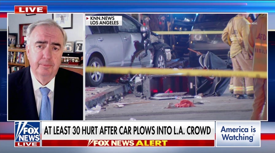 Former police commissioner urges patience after car plows through crowd outside LA nightclub