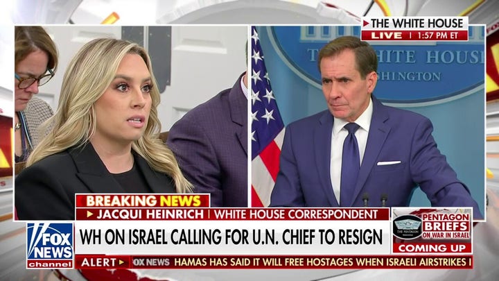 Jacqui Heinrich asks Kirby about UN Secretary-general's 'vacuum' comments: 'Hamas is to blame'
