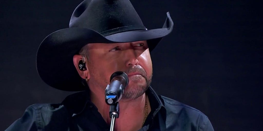 Jason Aldean performs his new single at the Fox Nation's Patriot Awards