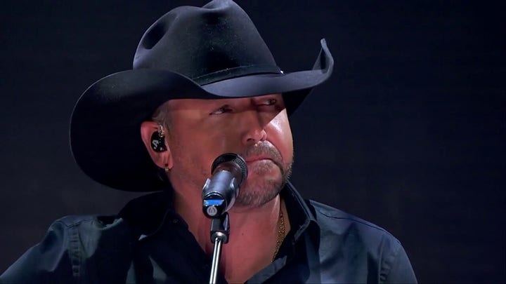 Jason Aldean performs his new single at Fox Nation's Patriot Awards