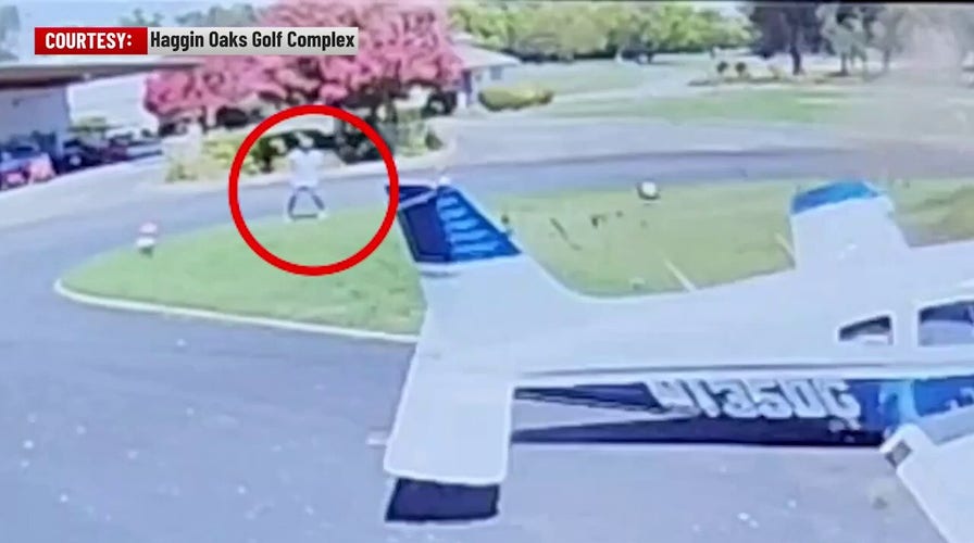Plane narrowly misses person as it crashes on California golf course