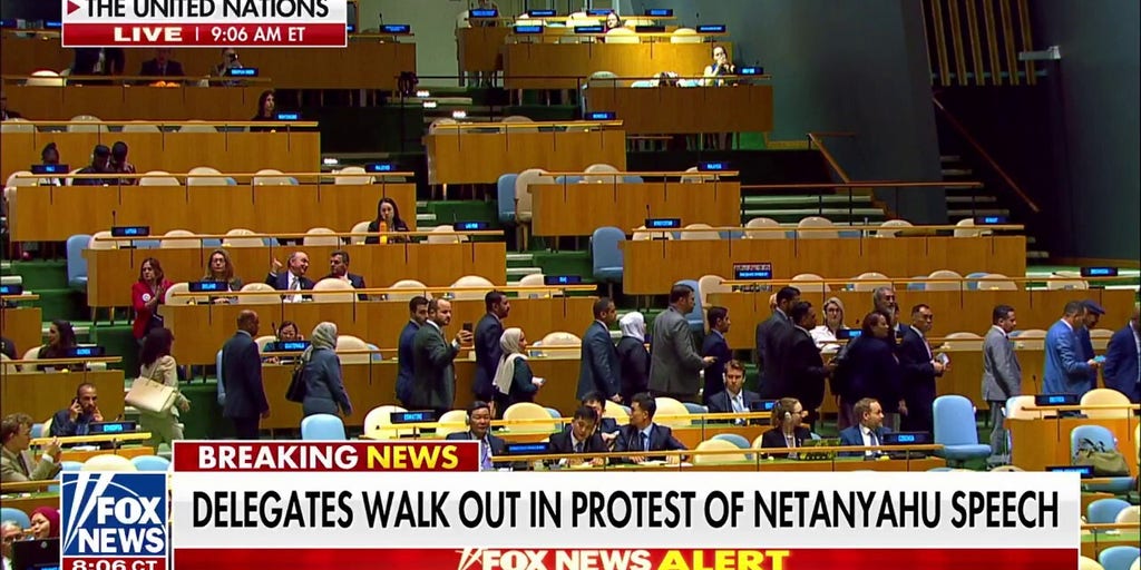 UN delegates walk out as Netanyahu takes the stage