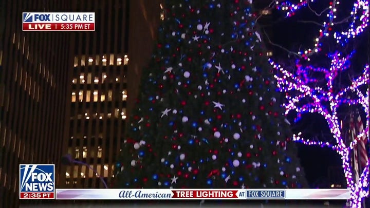 Fox News All American Christmas tree blessed by Cardinal Dolan, Rev. DeGraff and Rabbi Potasnik