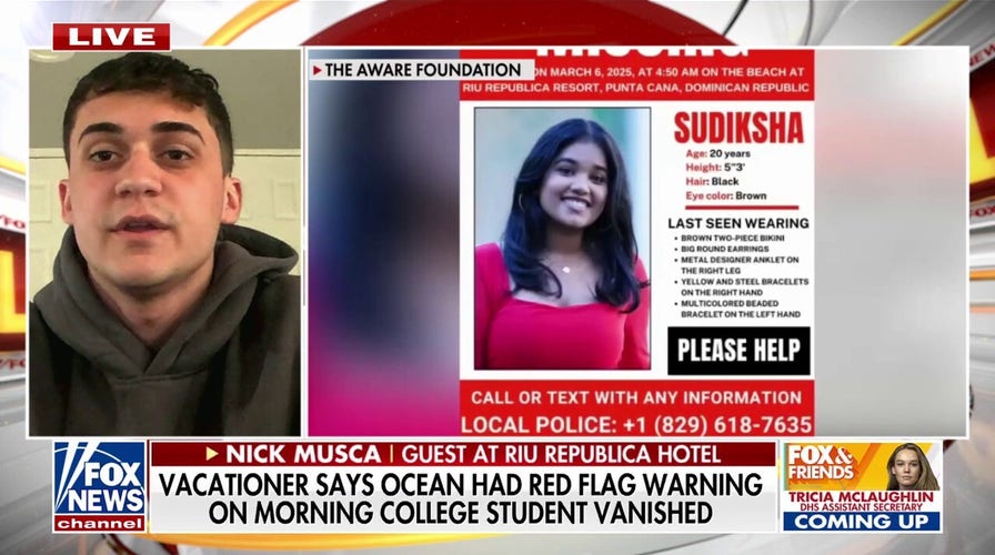 Hotel guest says red flags were on beach when college student disappeared