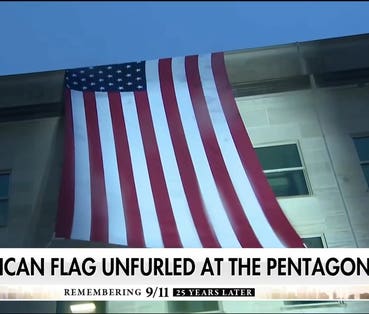 American flag unfurled at Pentagon marking 25 years since terror attack