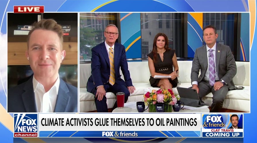 Climate change activists glue themselves to oil paintings 