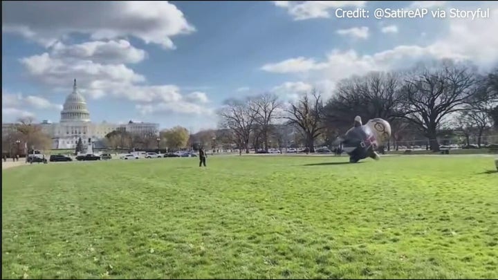 Protesters fly massive George Santos balloon outside Capitol, demanding he be expelled