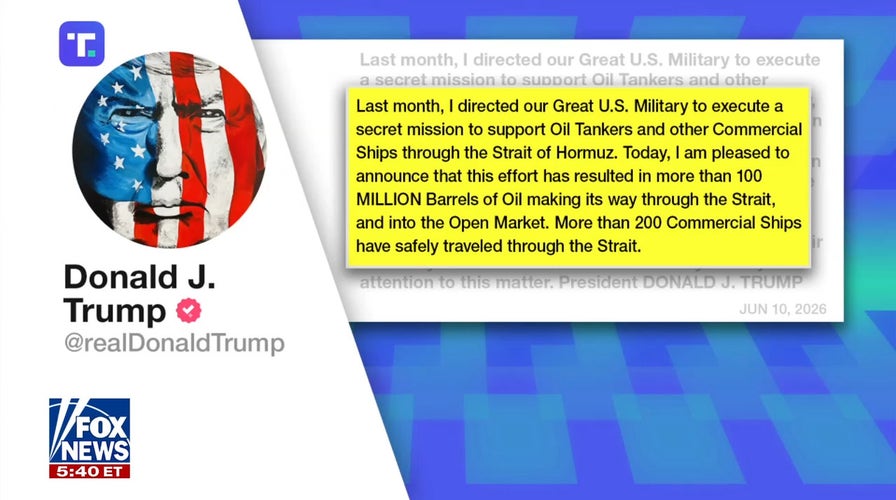 Trump reveals secret military operation to move 100 million barrels of oil through Strait of Hormuz