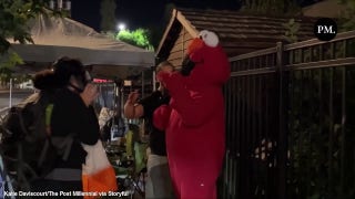 Person dressed in Elmo costume disrupts anti-ICE protest