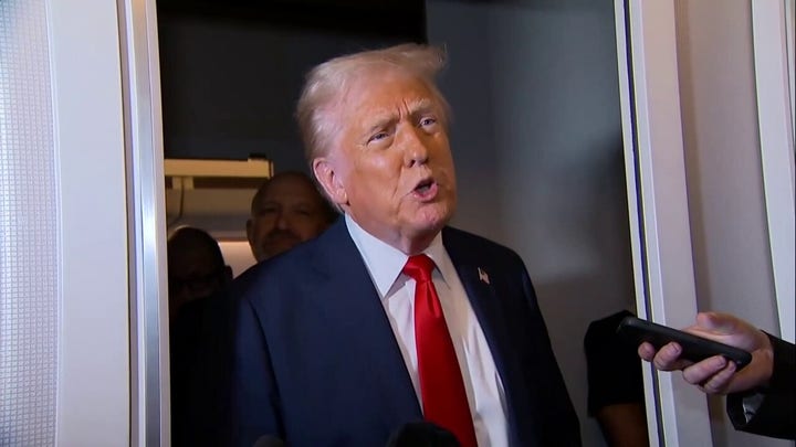 Trump speaks to reporters about Russia, Iran and a third term in office