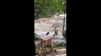 Terrifying moment tourists are swept away by sudden flood at Thai waterfall