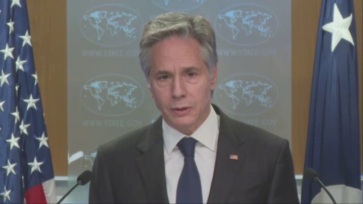 Secretary of State Antony Blinken references ‘criminal gangs’ and ‘ordinary civilians’ looting humanitarian aid in Gaza but makes no mention of Hamas