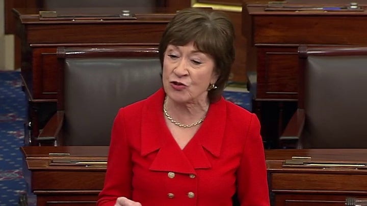Sen. Collins announces plan to vote to acquit on both articles of impeachment