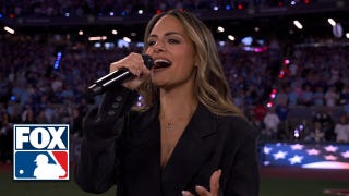 Pia Toscano and Noah Reid perform National Anthems  ahead of World Series Game 7