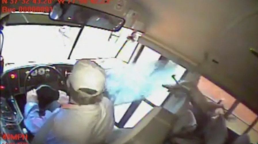 Deer bolts through Virginia school bus windshield, crashes into sleeping student in surveillance video