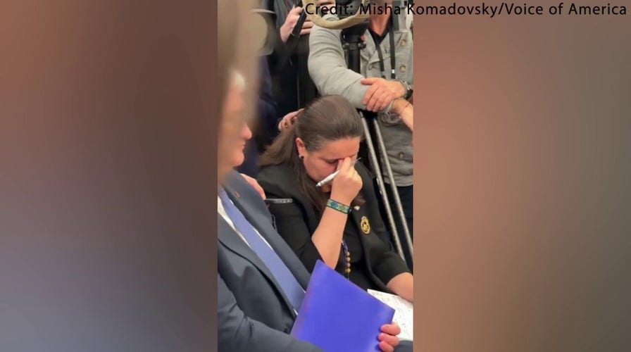 Ukrainian ambassador reacts during tense Trump-Zelenskyy Oval Office exchange