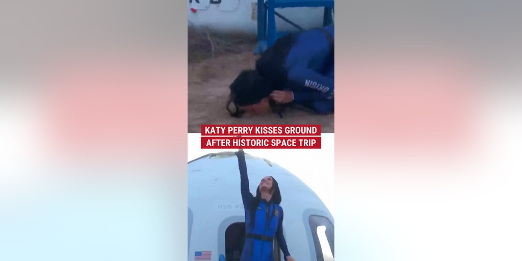 Katy Perry kisses the ground after historic space trip