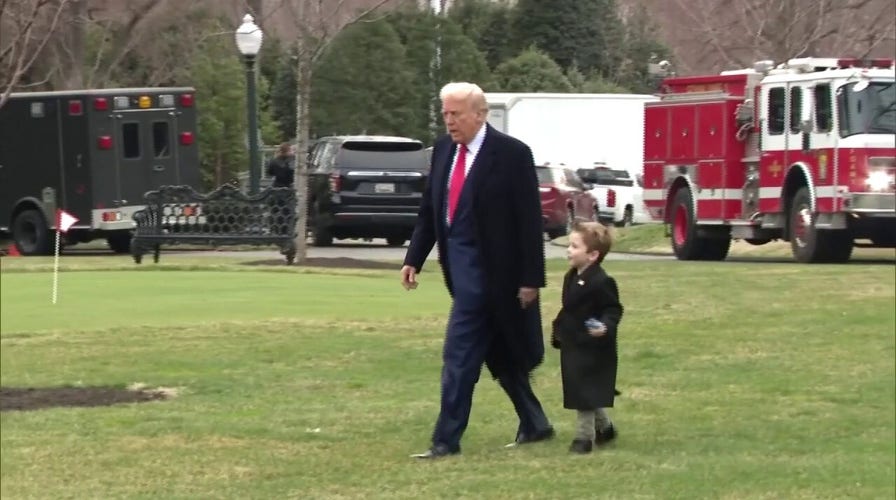 Trump and Elon Musk's son walk to Marine One in heartwarming video