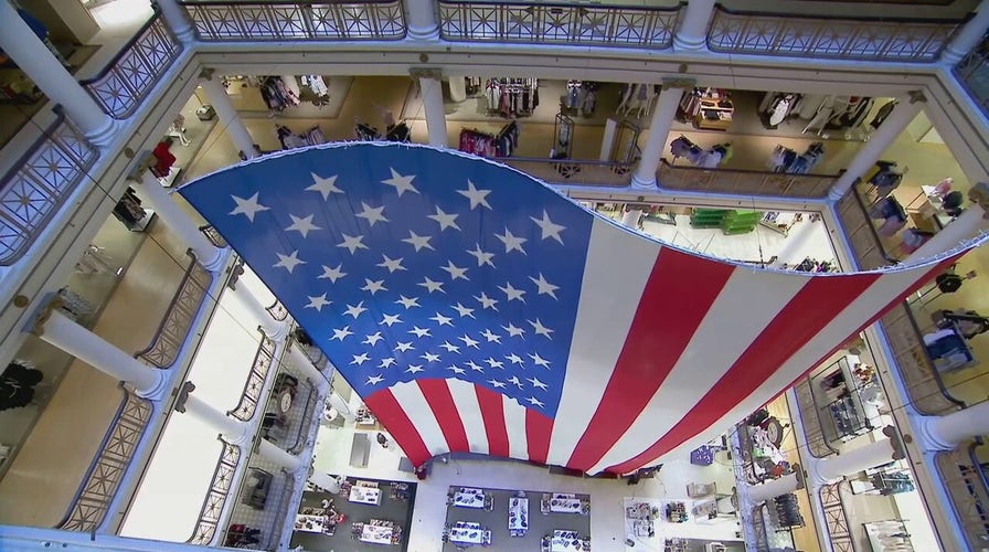 Chicago Macy's hangs world's largest American flag in department store