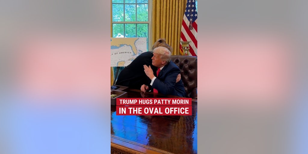 President Trump hugs Patty Morin, mother of the woman murdered by an illegal immigrant