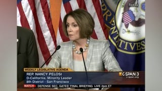 Nancy Pelosi, D-Calif., defends the Obama administration’s 2011 Libya strikes conducted without congressional approval
