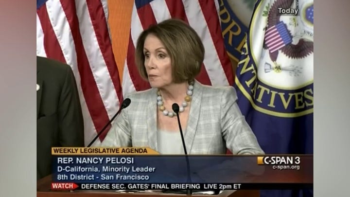 Nancy Pelosi, D-Calif., defends the Obama administration’s 2011 Libya strikes conducted without congressional approval
