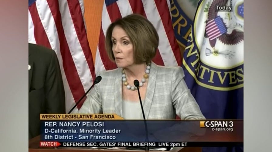 Nancy Pelosi, D-Calif., defends the Obama administration’s 2011 Libya strikes conducted without congressional approval