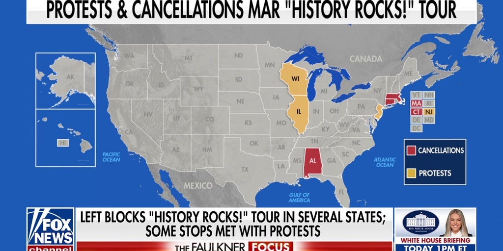 Protesters block Education Dept's 'History Rocks!' tour in several states