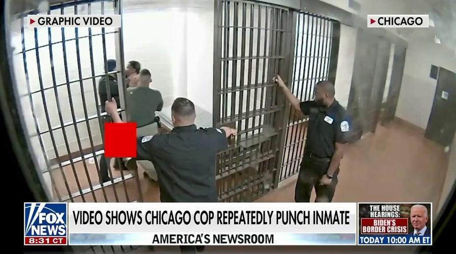 Footage shows Chicago police officer punching inmate