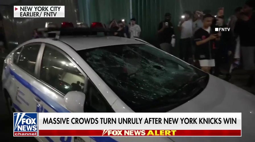 Knicks title celebration turns unruly in NYC as arrests made, vehicles damaged
