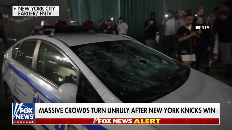 Knicks title celebration turns unruly in NYC as arrests made, vehicles damaged