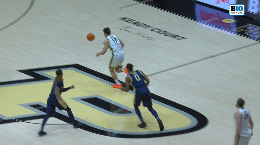 Purdue's Omer Mayer forces turnover and finishes with dunk, extending pb implicit Akron