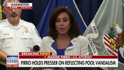 U.S. Attorney Jeanine Pirro holds news conference on reflecting pool vandalism