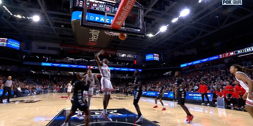 Houston's Joseph Tugler HAMMERS putback dunk to seal win over Cincinnati