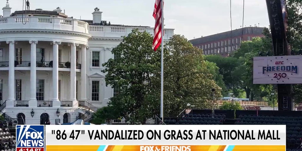 '86 47' vandalized on grass at National Mall as Trump administration condemns act