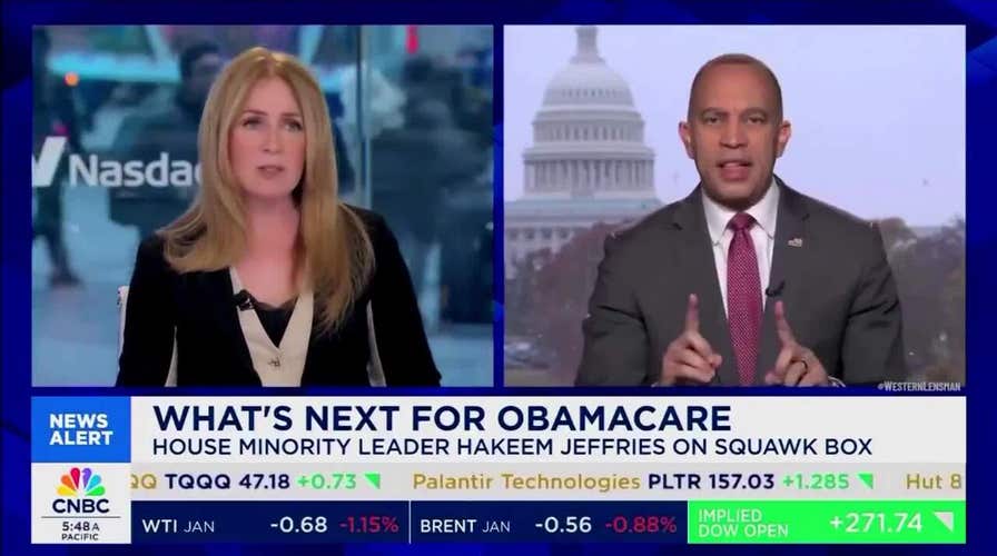 Hakeem Jeffries gets into heated clash with a CNBC big   aft  being pressed connected  ACA negotiations