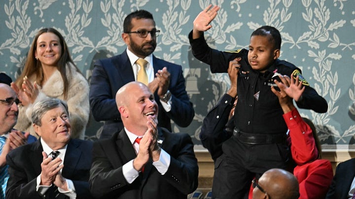 Trump recognizes young cancer survivor who dreams of being a police officer