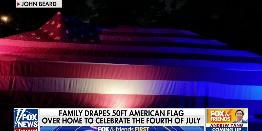 Family celebrates Independence Day by draping house in 50-foot American flag