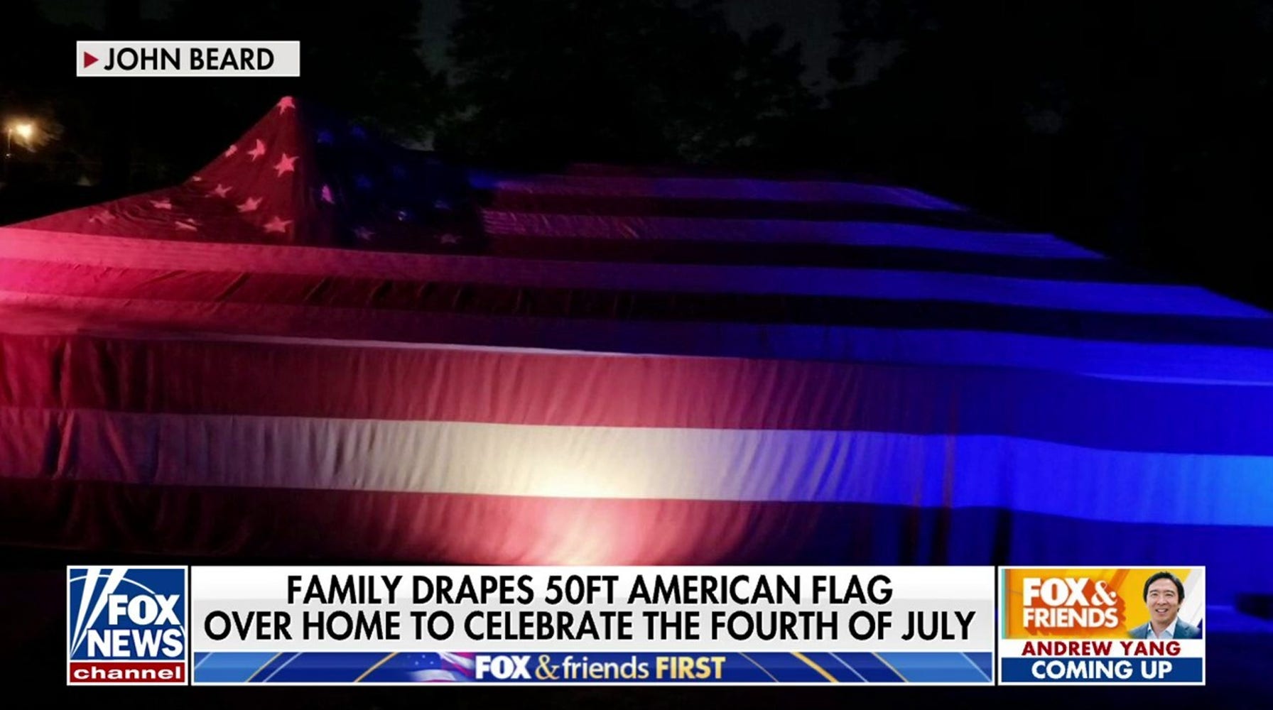 Father-Son Duo Drapes Louisiana Home in Colossal American Flag for Independence Day