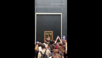 The Mona Lisa is smeared in cream by protester