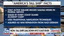 USCG Eagle leads tall ship parade in New York City for America 250 celebration