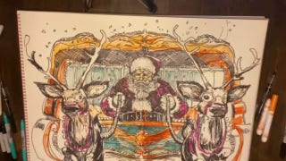 Artist Charlie Snogans finishes drawing of patriotic Santa Claus - Fox News