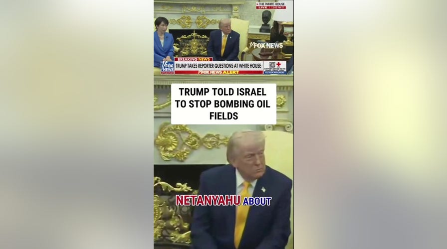  Trump says helium  told Israel to halt  striking lipid  fields successful  Iran